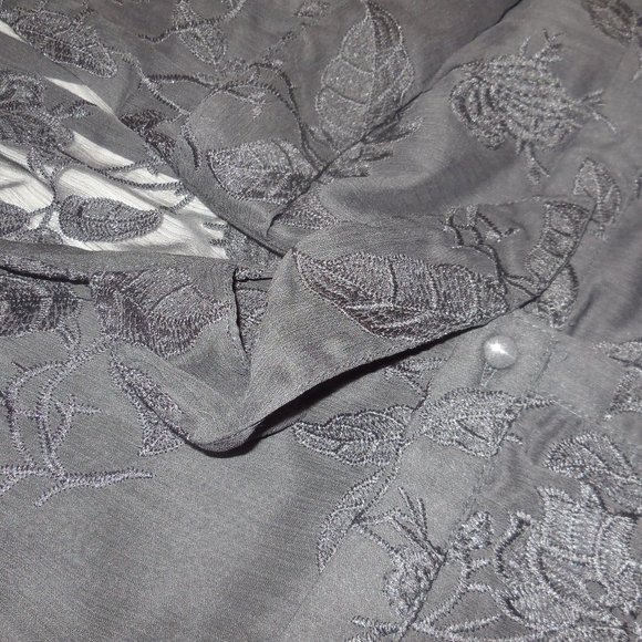 Dress button-down NWT fit & flare long sleeve bellow knee chiffon floral - Picture 7 of 9